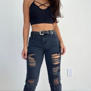 Cotton On The Boyfriend Distressed Jeans Black Size 6